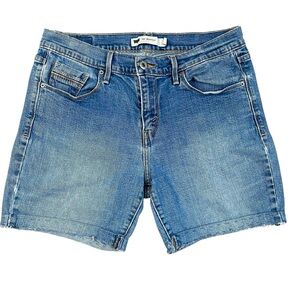 Levi’s 515 Bootcut Cutoff Denim Shorts‎ Sz 8 Light Wash Stitched Hem Upcycled